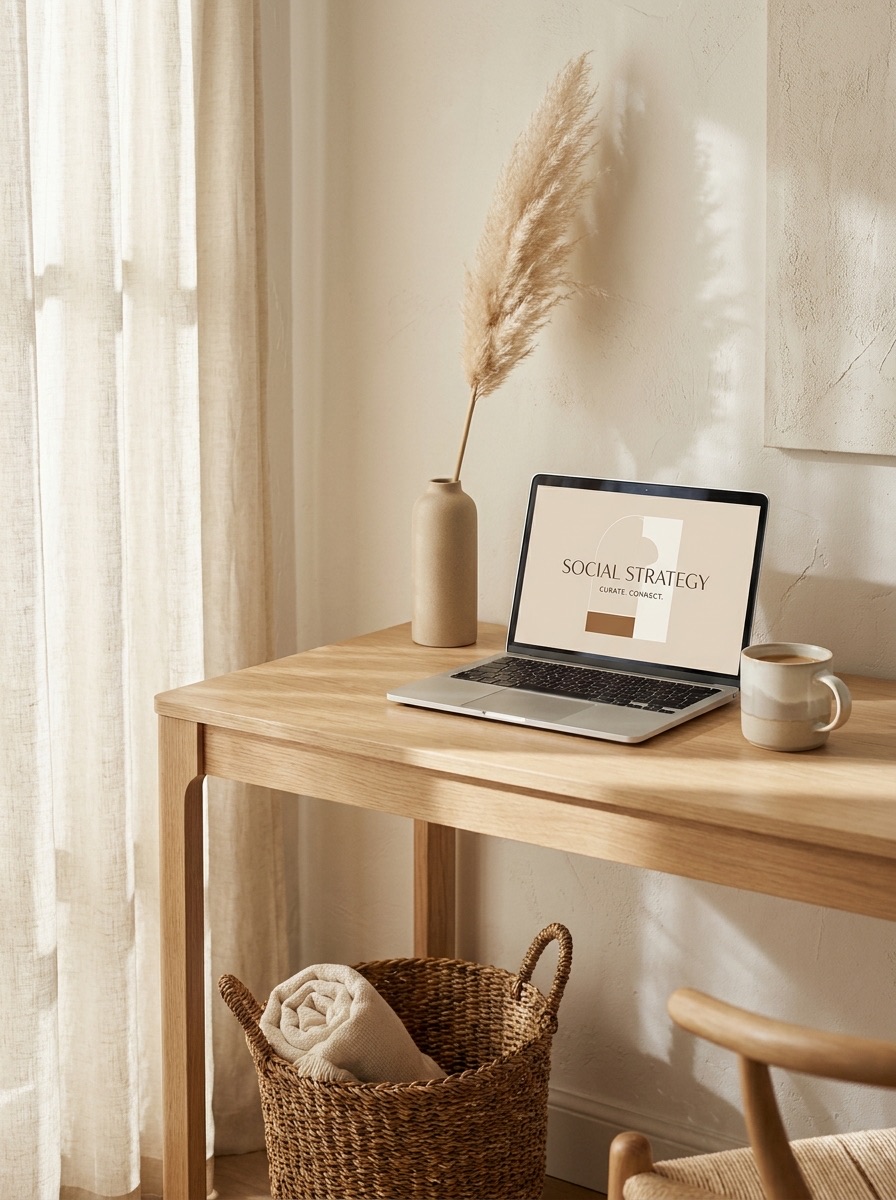 A bright minimal desk corner